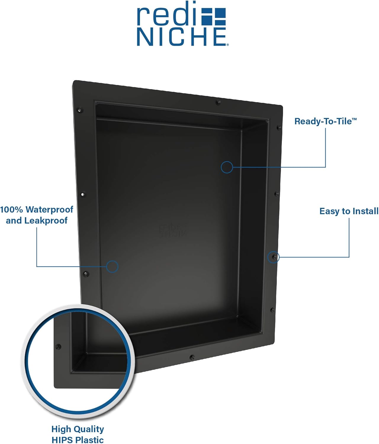 Tile Redi USA RND166S-20 Niche Shower Shelf, 16