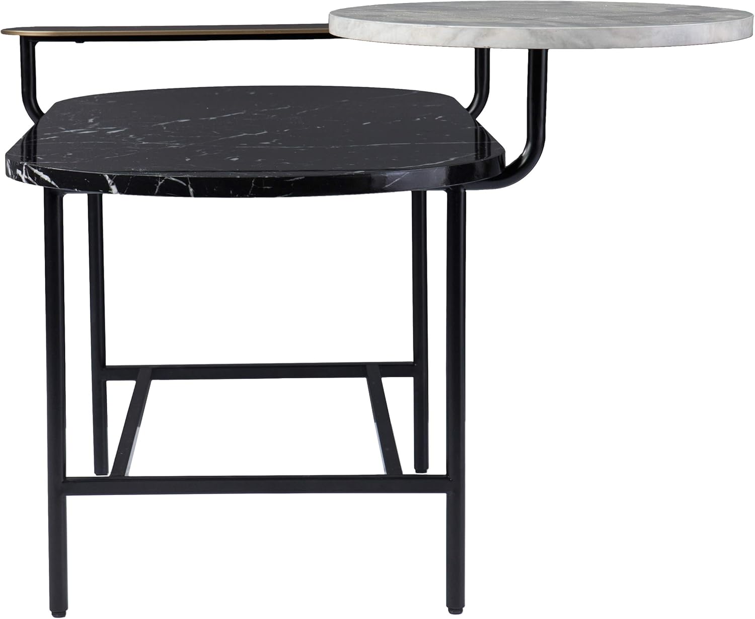 Arcklid Faux Marble Cocktail Table w/Storage, Black and Gold