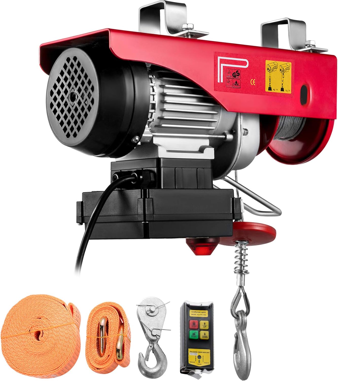 VEVOR Electric Hoist 550LBS With Wireless Remote Control & Single/Double Slings Electric Winch, Steel Electric Lift, 110V Electric Hoist For Lifting In Factories, Warehouses, Construction Site