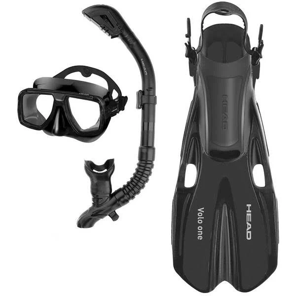 Head Tarpon/Barracuda/Volo One Snorkel Set, Black, Medium