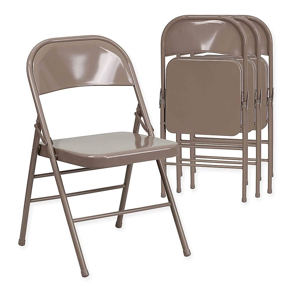 Flash Furniture Hercules Metal 4-Pack Folding Chairs in Beige