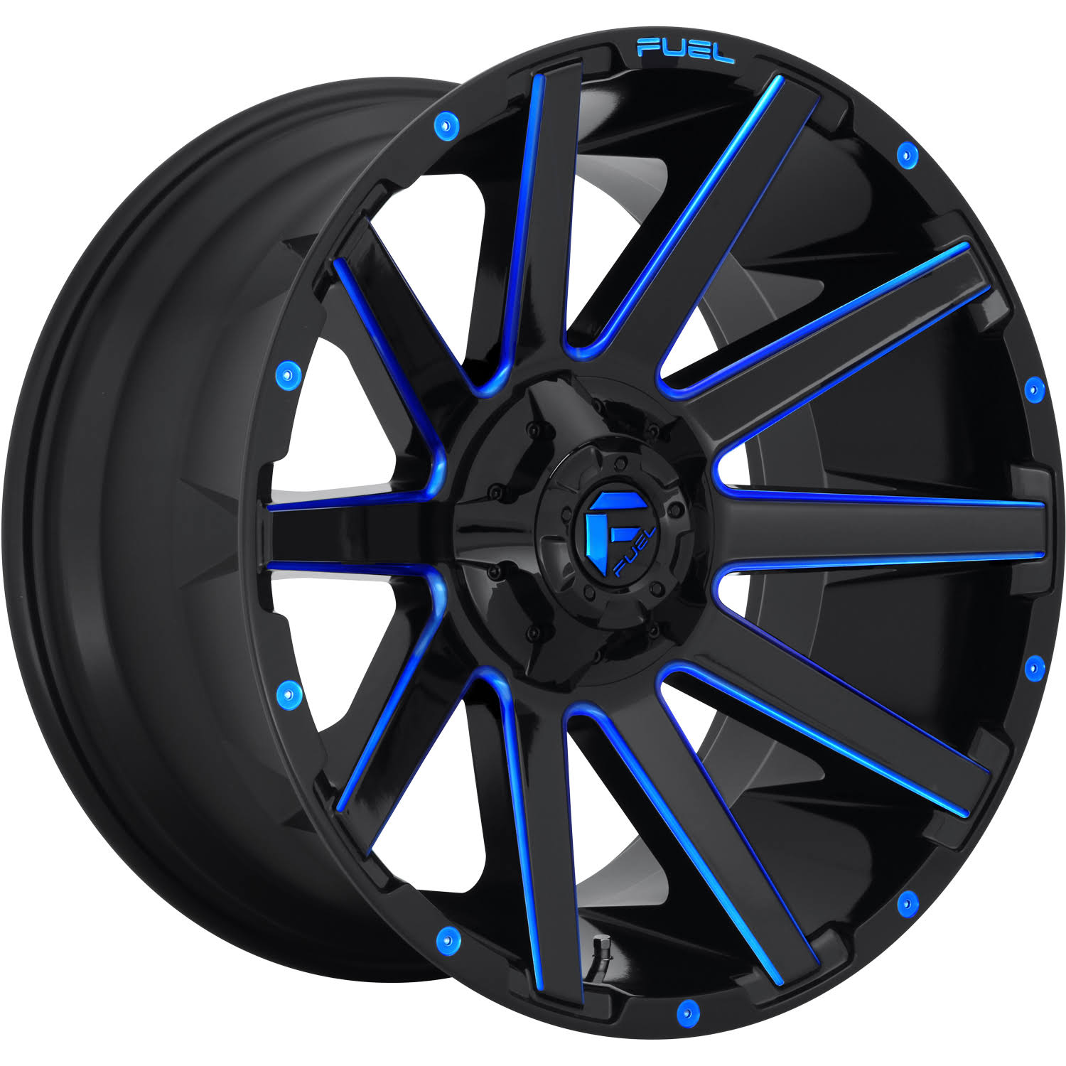 20x10 Black Blue Wheel Fuel Contra D644 5x4.5 5x5 -18