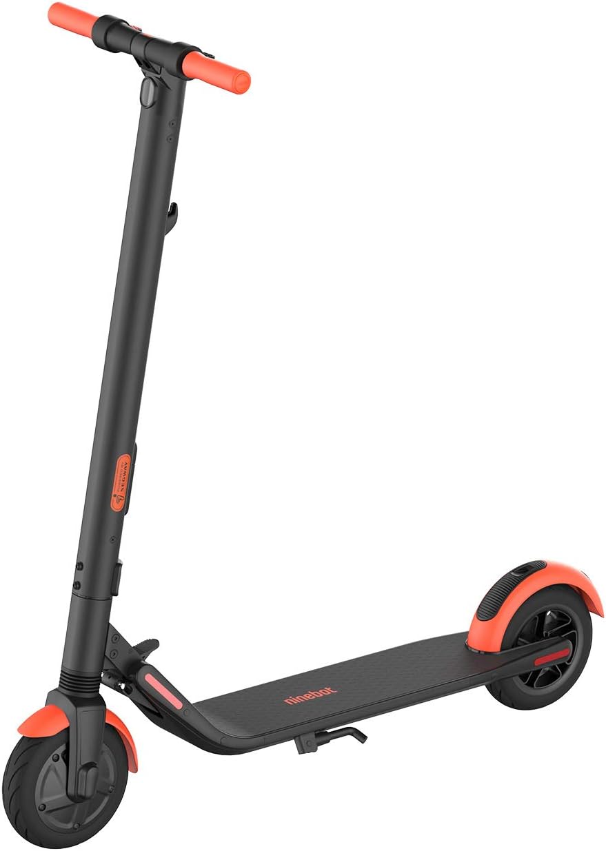 Segway Ninebot ES1L Electric Kick Scooter, Lightweight and Foldable, Upgraded Motor and Battery Pack, 8-inch Inner-Support Hollow Tires, Dark Grey & Orange