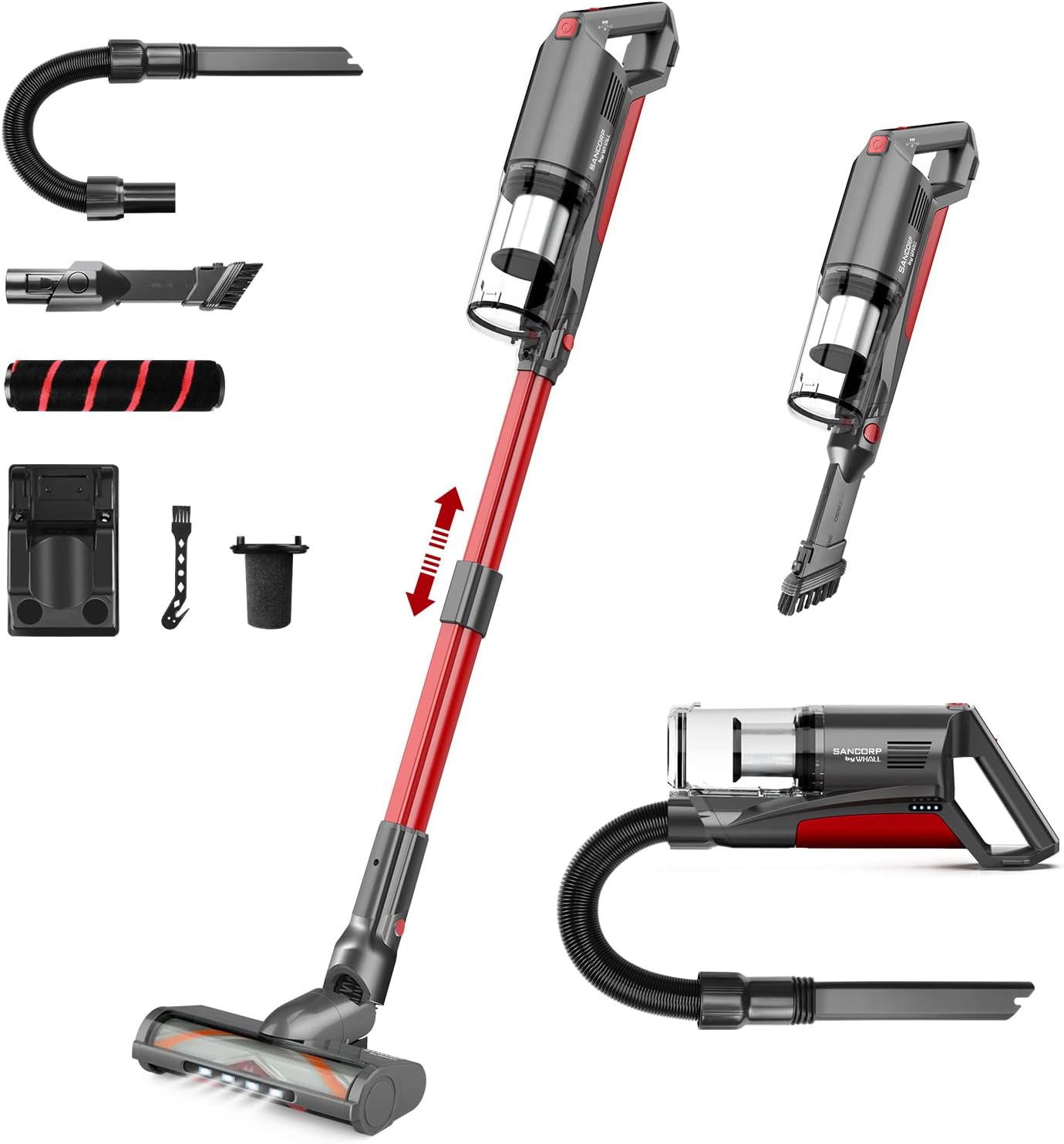 Cordless Vacuum Cleaner, whall 22Kpa Suction 250W Brushless Motor Cordless Stick Vacuum Cleaner, up to 53mins Runtime, 4 in 1 Lightweight Handheld Vacuum for Home Hard Floor Carpet Pet Hair