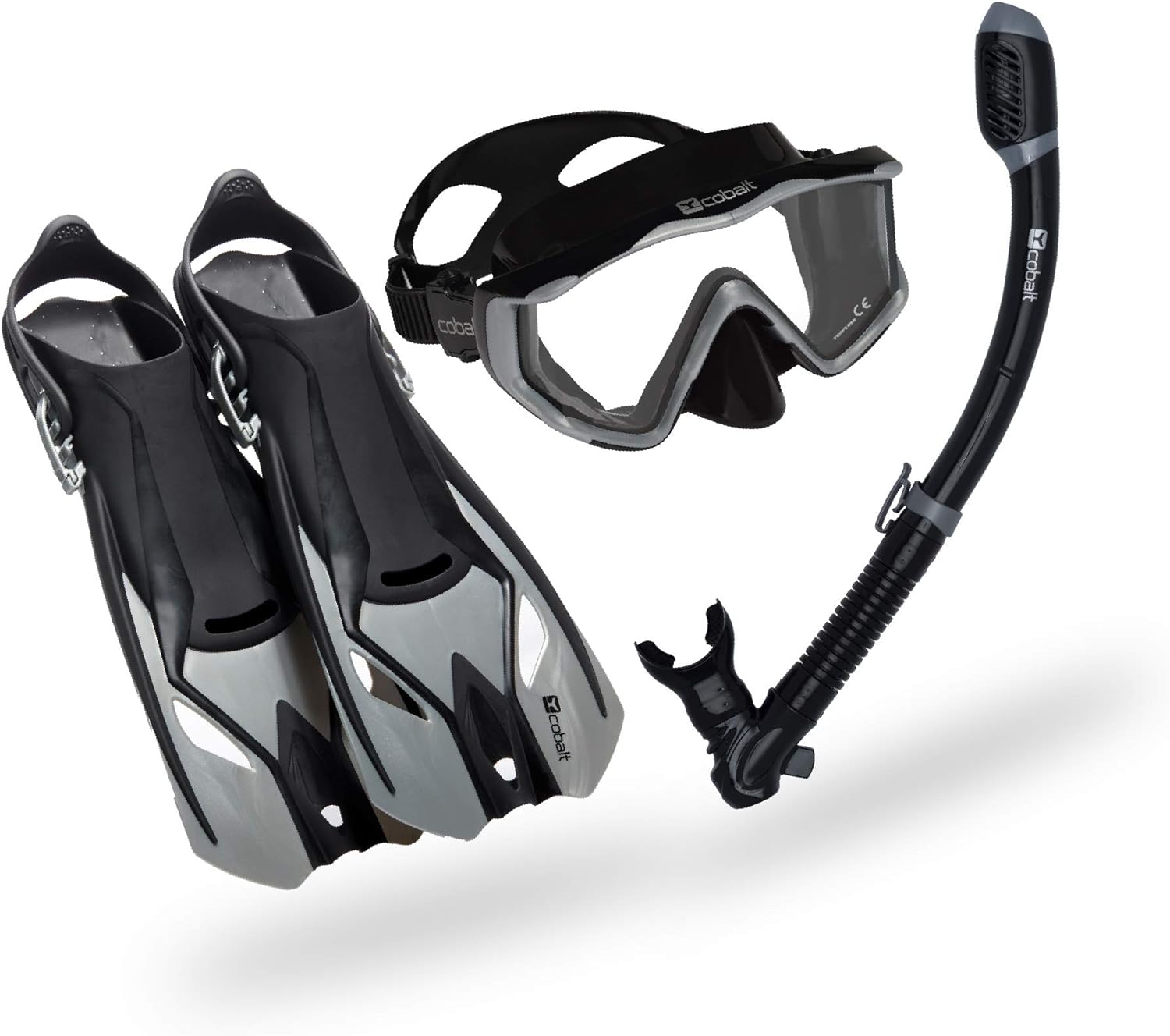 Cobalt Rincon Panoramic Snorkel Set - Wide View Mask, Dry Top Snorkel and Adjustable Fins for Snorkeling, Scuba Diving Pack of 2