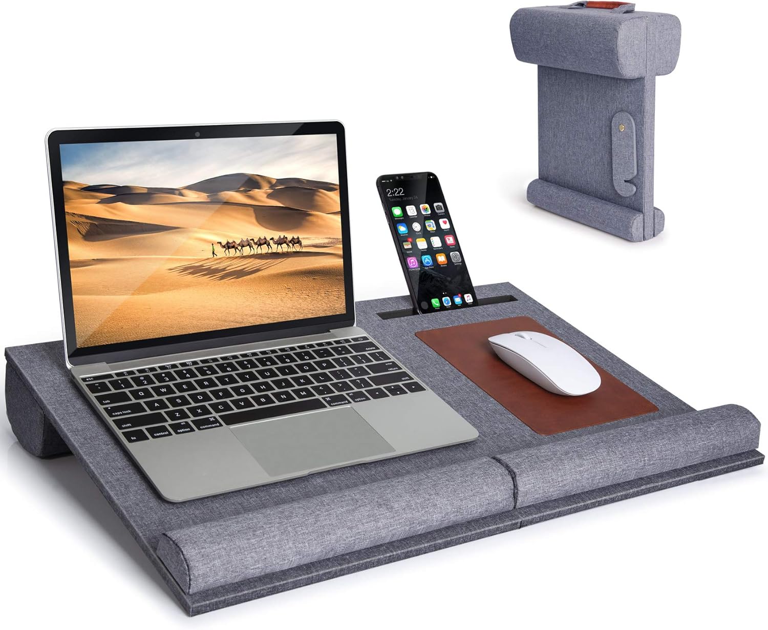 Foldable Laptop Desk - Laptop Lap Desk with Detachable Wrist Pad, Mouse Pad & Phone Holder, Portable Laptop Desk for Bed, Car or Sofia