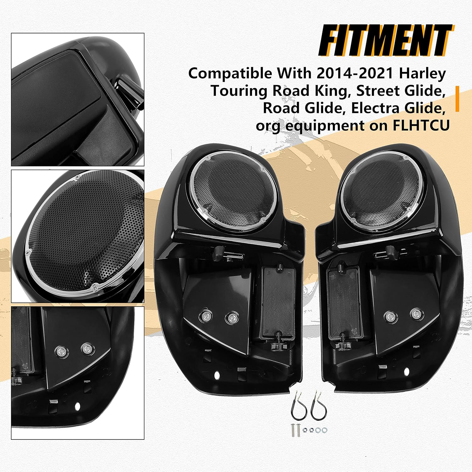 ECOTRIC Lower Vented Leg Fairing Kit Compatible With 2014-2021 Harley Davidson Touring Model Vivid Black