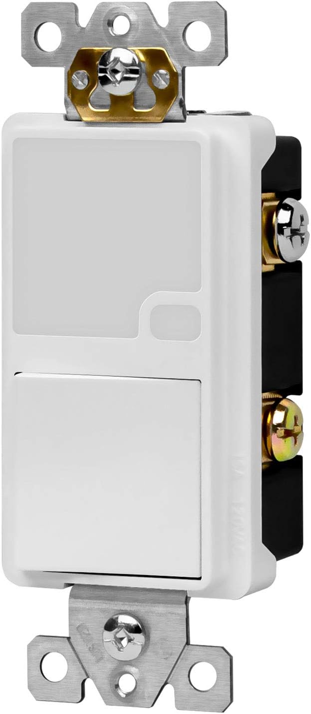 TOPGREENER Combination LED Guide Light Decorator Switch with Automatic Sensor, Child Safe, Single Pole, 15A 120VAC, Neutral Wire Required, TG115SGL, White (6 Pack) Pack of 2