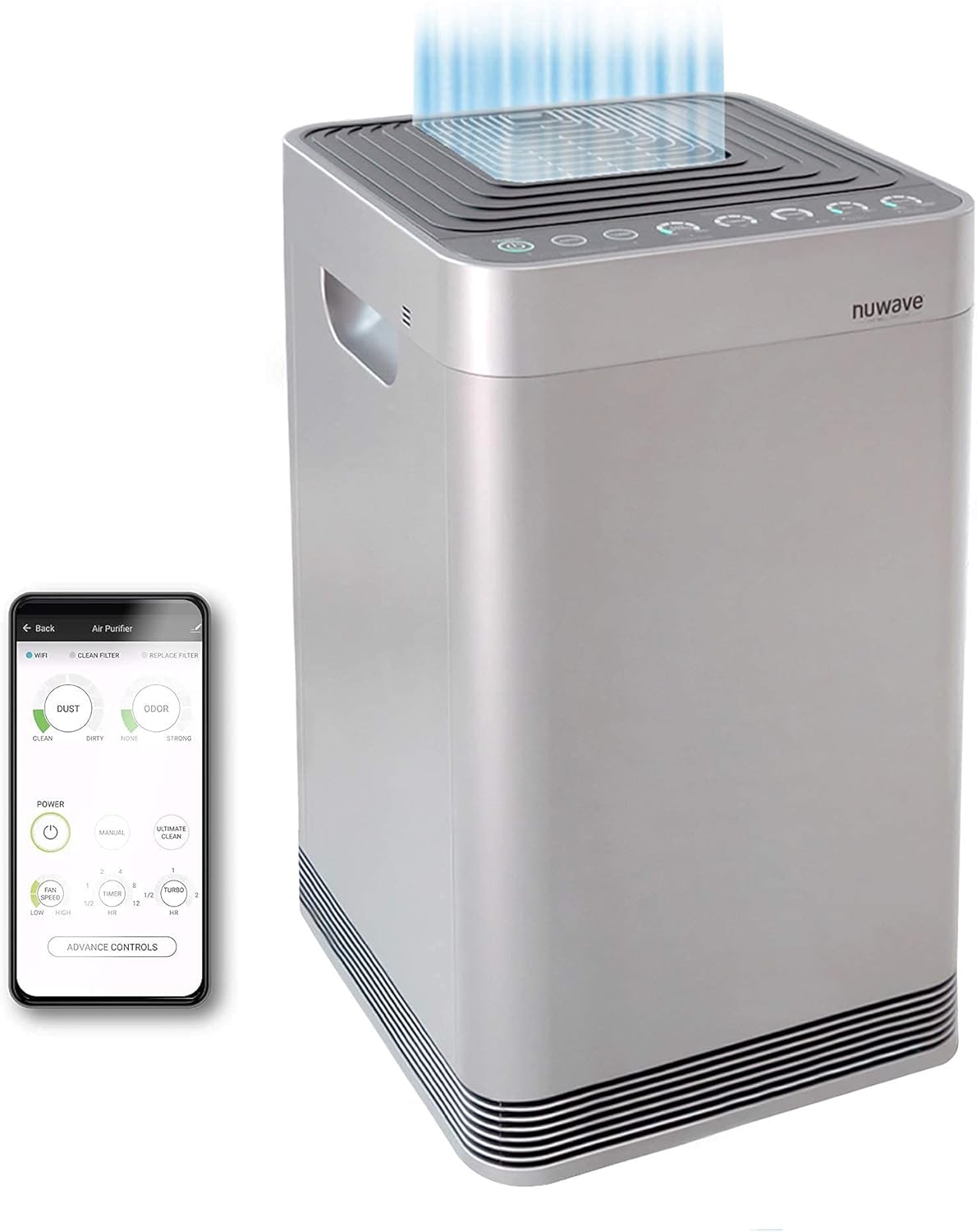 NuWave OxyPure Large Area Smart Air Purifier - Capture and Eliminate Smoke, Dust, Pollen, Mold, Pet Dander, Allergens, Lead, Formaldehyde, Gases, Bacteria, VOCs & Germs - NuWave Air Purifiers for Home