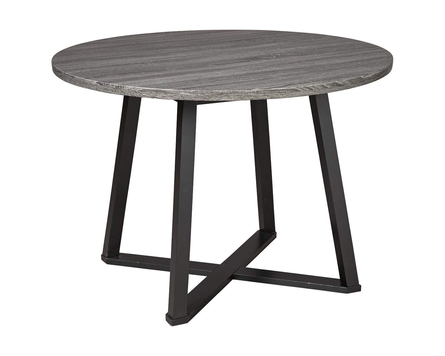 Signature Design by Ashley Centiar Mid Century Round Dining Room Table, Gray & Black