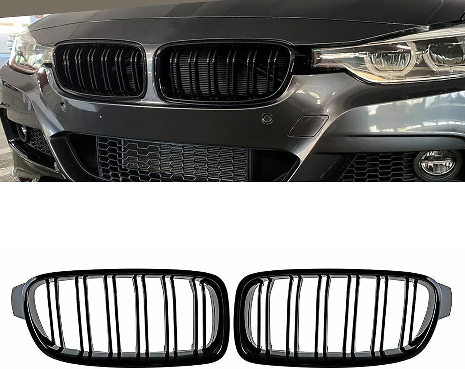JUEDIMA Gloss Black Front F30 F31 Kidney Grille Grill Fits For BMW 3 Series 4-Door Sedan F30 & 5-Door Wagon F31 2012-2018