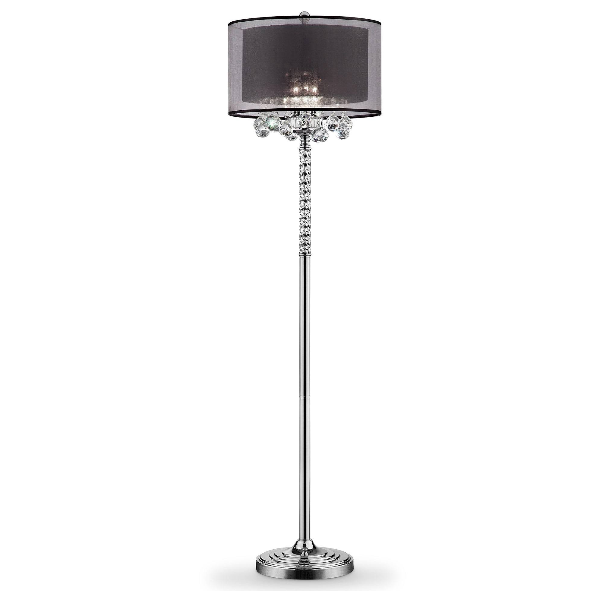 Ore International 62.5x22 Effleurer Crystal Floor Lamp, Black
