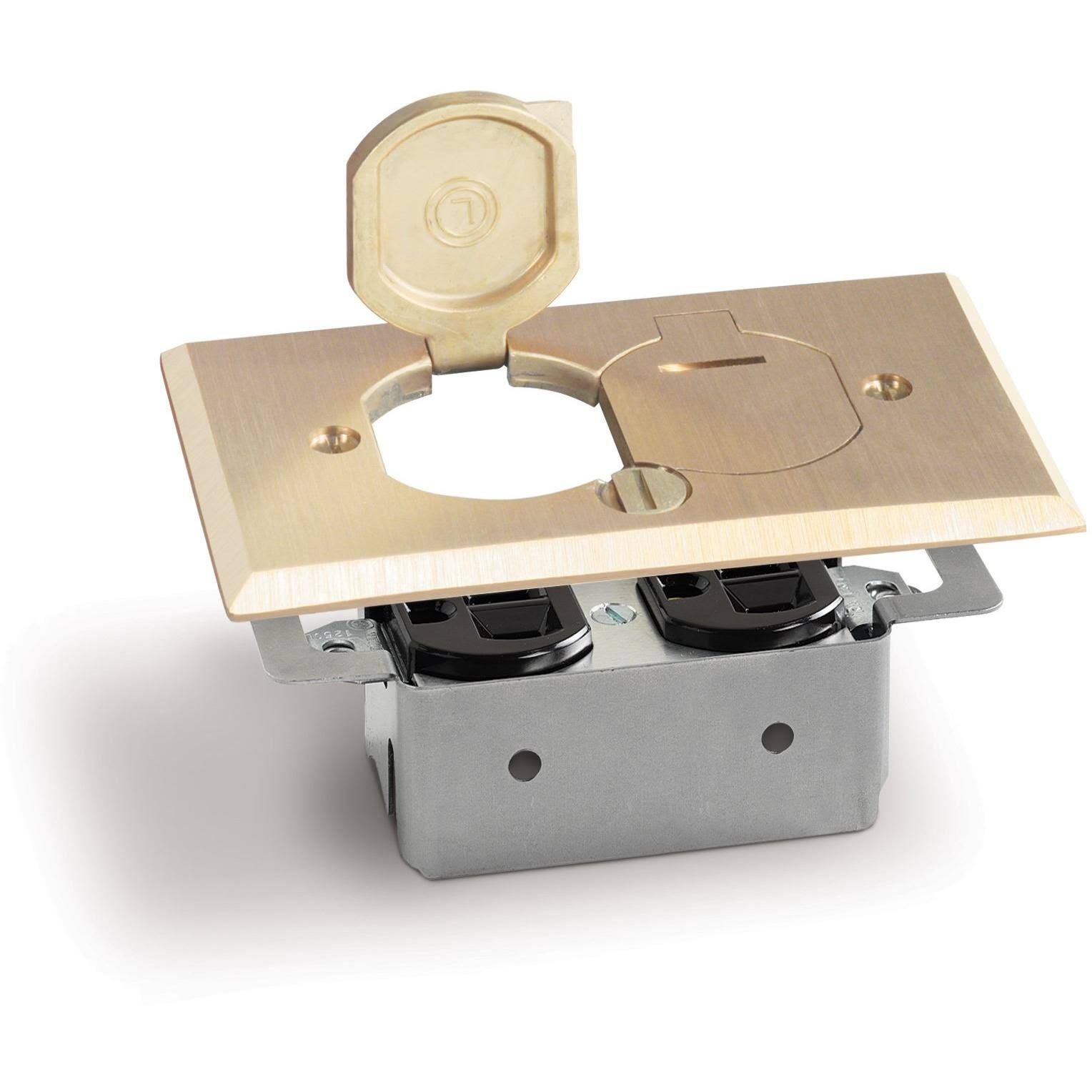 Lew RRP-2-LR Floor Plate ASSEMBLY, Receptacle Box, Brass
