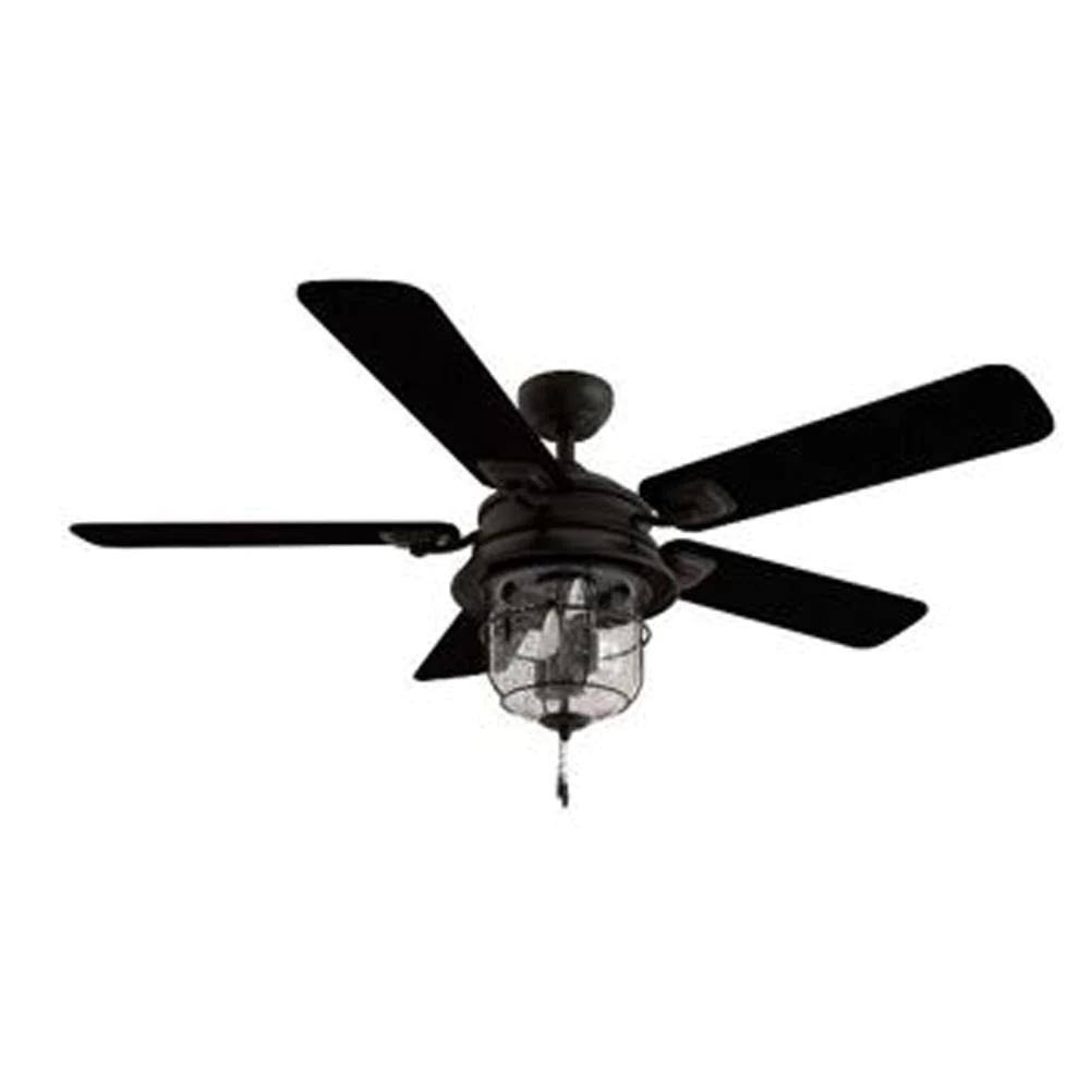Harbor Breeze Altissa 52-in Black LED Indoor/Outdoor Ceiling Fan (5-Blade) 42242