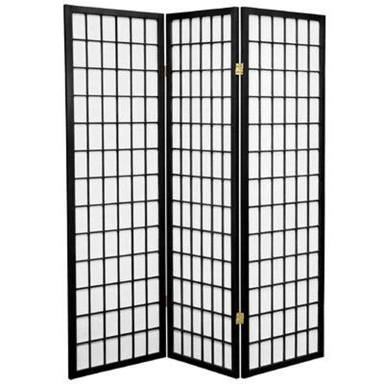 51x22 W x 58.75x22 H 3- Panel Folding Room Divider Winston Porter Color: Black