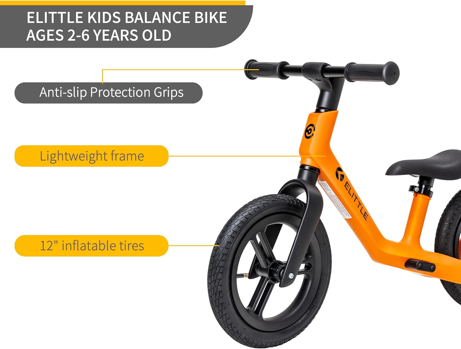 ELITTLE N10 Balance Bike for 2 Years Old Toddler, Outdoor Training Bikes for Boys and Girls Racing, 360&deg;Rotatable Handlebar, Ultra Cool Colors, 12