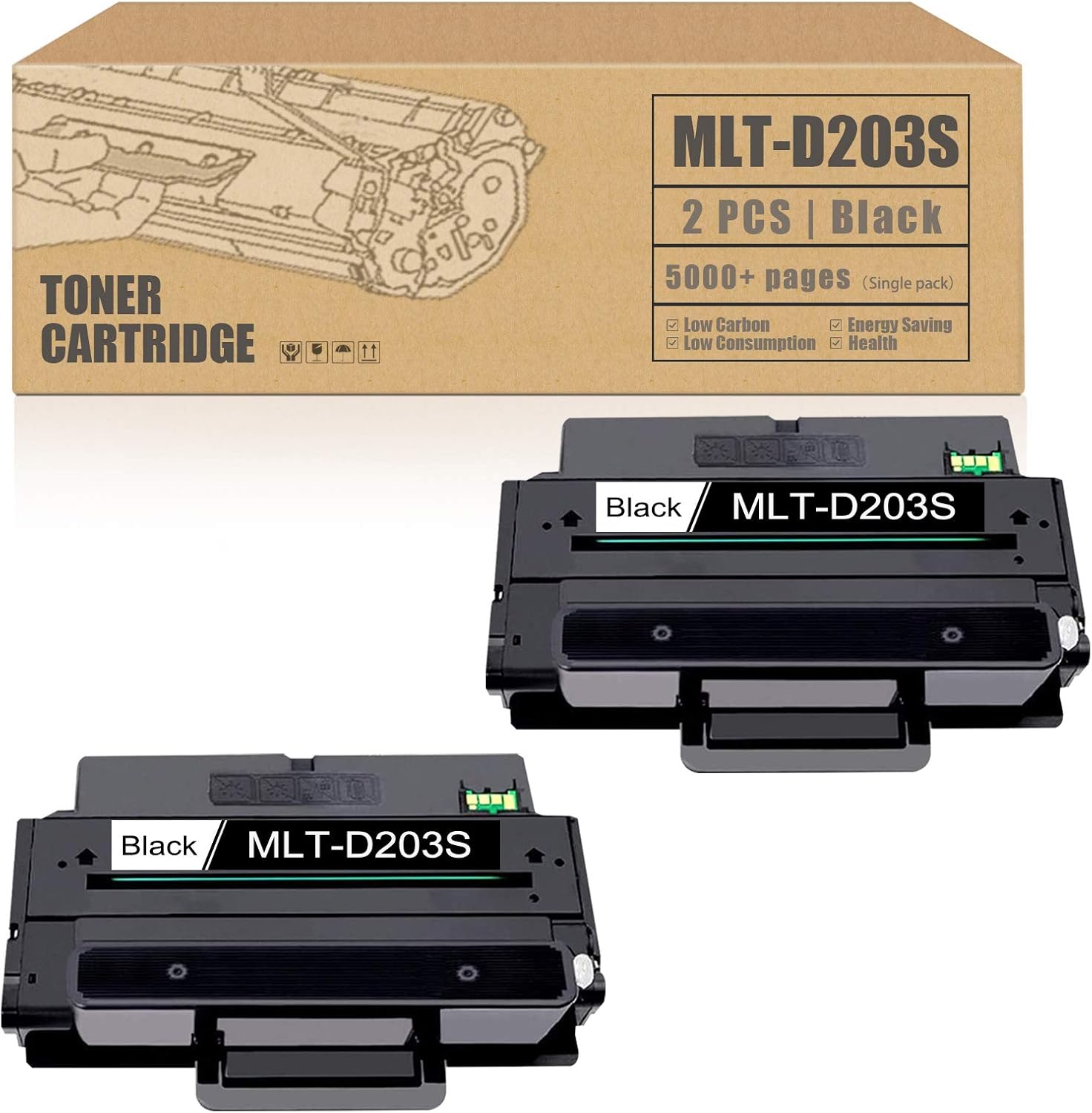 MLT-D203S [2 Pack,Black] Compatible Toner Cartridge Replacement for ProXpress M3370FD M3870FW M4070FR M3320ND M3820DW M4020ND Toner Cartridge.