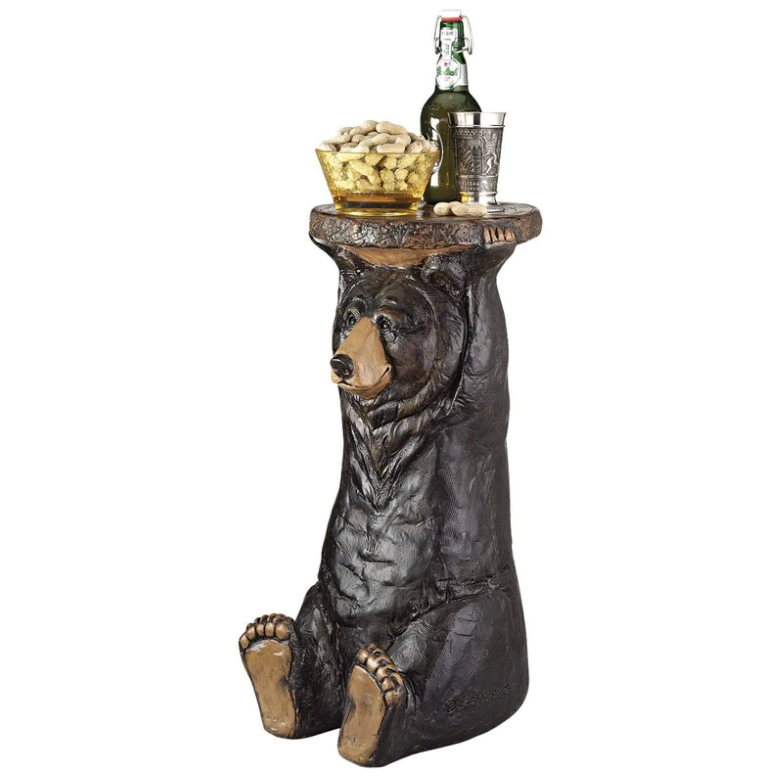 Design Toscano Black Forest Bear Pedestal Table