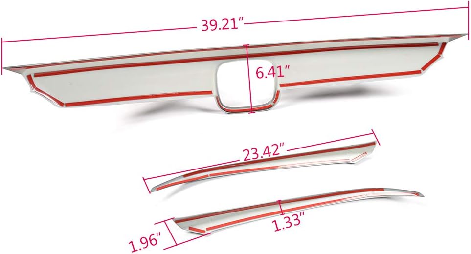 Compatible for Honda Accord 10th Gen Sedan 2018-2019 Gloss Black Front Lip Bumper Upper Grill Molding Trim Cover + Eyelid Cover -3 Pieces Pack of 2