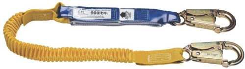 Werner C341100 6-Foot DeCoil Stretch Single Leg Lanyard (Dcell Shock Pack, Elastic Web, Snap Hook), 1per Pack Yellow and blue Pack of 2