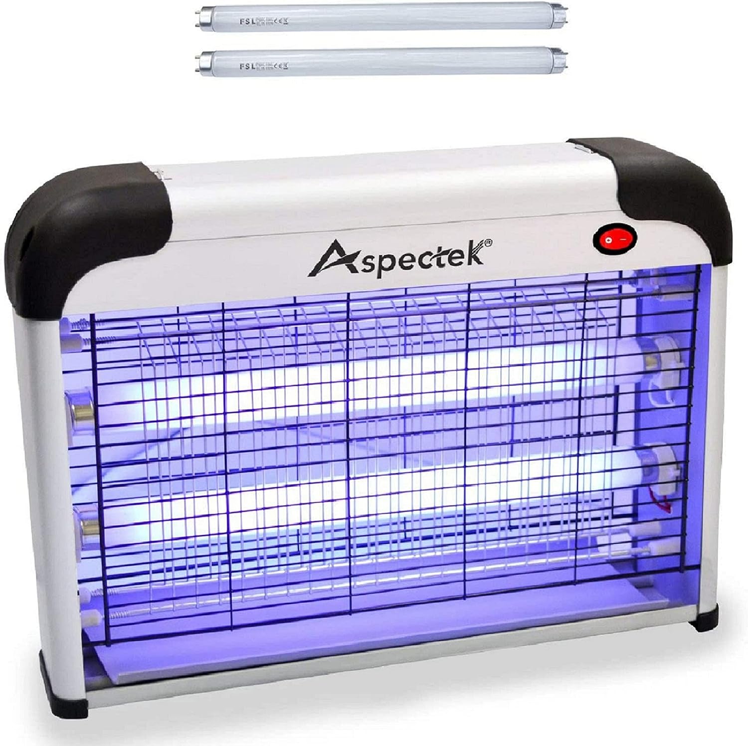 ASPECTEK Powerful 20W Electronic Indoor Insect Killer, Bug Zapper, Fly Zapper, Mosquito Killer-Indoor Use Including Free 2 Pack Replacement Bulbs Pack of 2