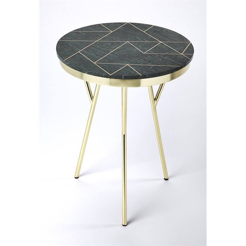 Beaumont Lane Metropolitan Living Marble and Brass Accent Table in Green - BL-4754-1969959