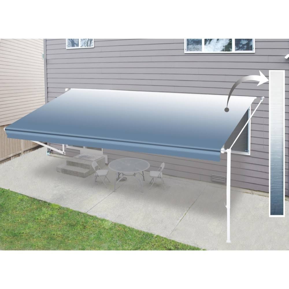 Aleko 13&x8& Retractable RV/Patio Awning, Blue Fade Color