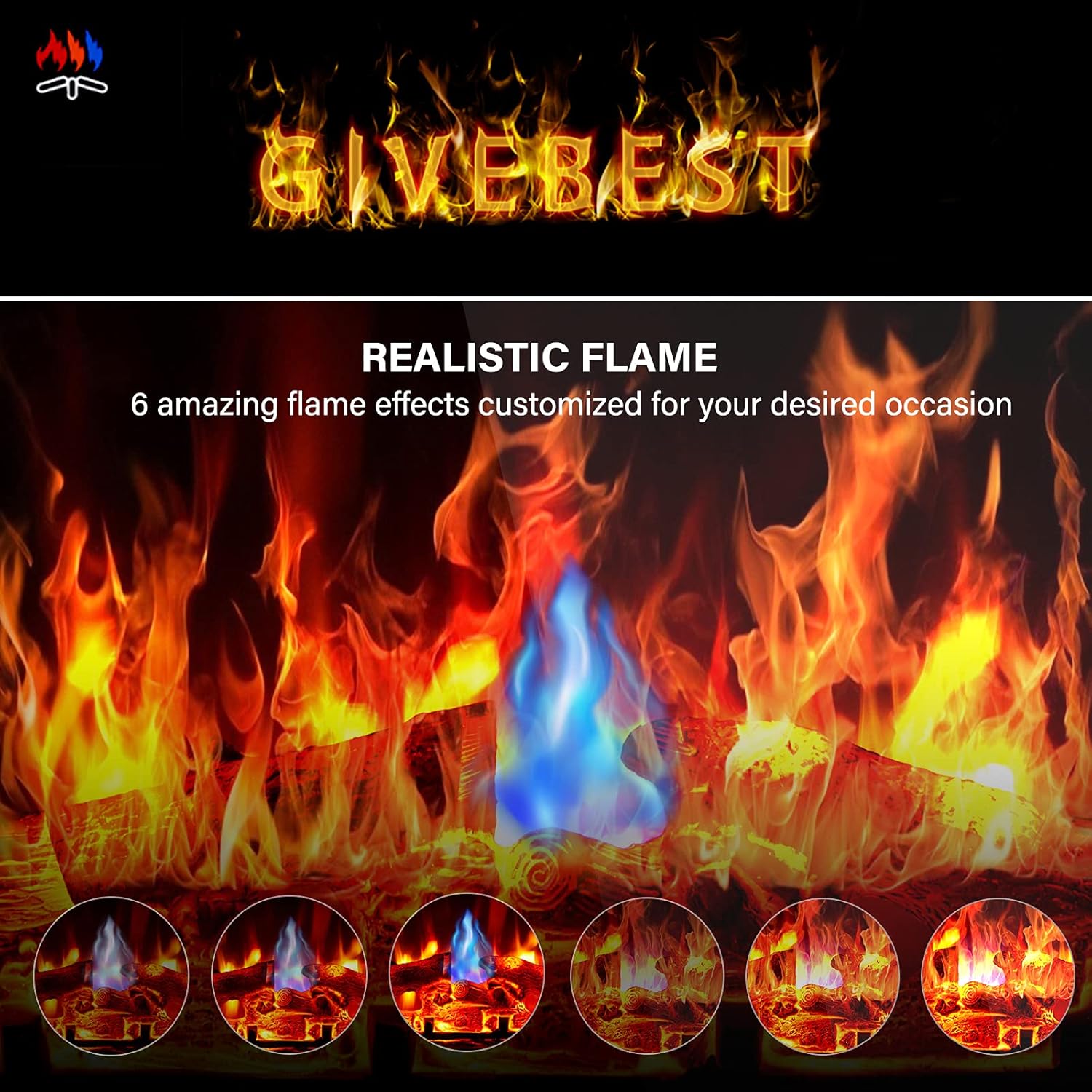 18'' Electric Fireplace Insert Heater with LED Realistic Adjustable Flame Effect Fireplace Stove Heater with Remote 1H to 9H Timer Overheat Protection Quiet Fireplace for Bedroom Home Office 1400W