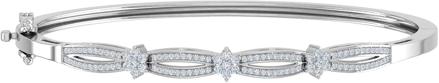 1/2 Carat Twisted Diamond Bangle Bracelet in 14K Gold (I1-I2 Clarity)