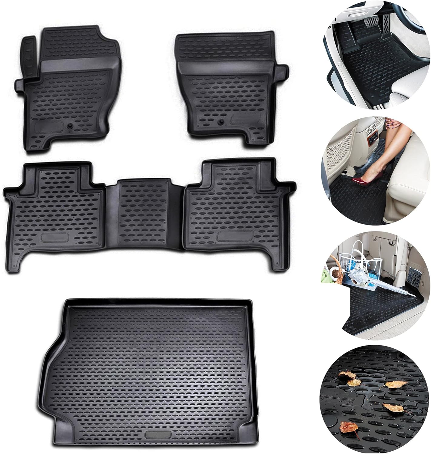 OMAC Floor Mats and Cargo Liner Set Fits Range Rover Sport 2006-2013| 3D All Weather Complete Set Custom Trunk Mat | Protected Odorless Performance Heavy Duty | Car SUV Automotive Accessories