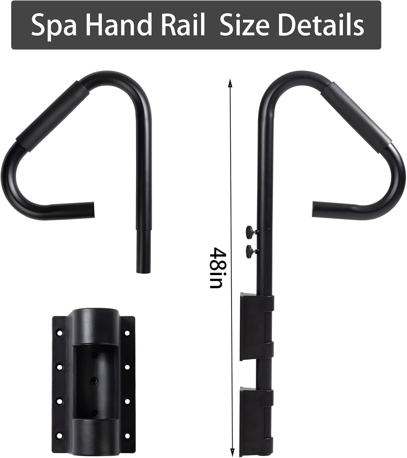 Removable Hot Tub and Spa Hand Rail Dual Mount, Foam Grip, Stationary, Safey Grab Rail for Hot Tub Assist and Accessory
