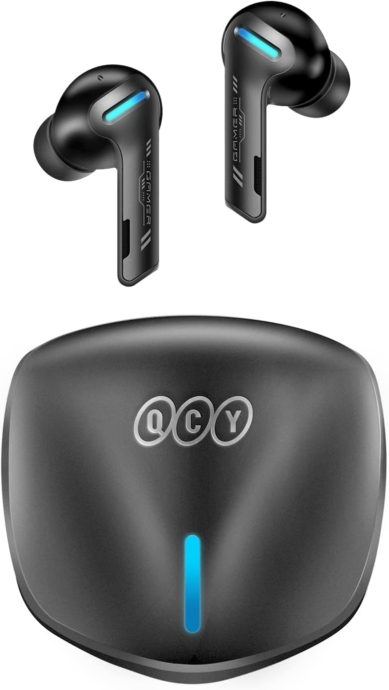 QCY G1 Wireless Gaming Earbuds, Bluetooth 5.2 Earphone with Microphone, 45ms Low Latency in-Ear Headphone with Game Mode, High Sensitivity Headset with Breathing Light, 32h Playtime for Mobile Gamer Pack of 2