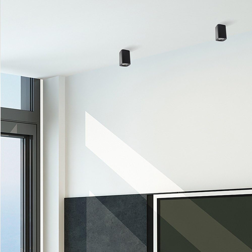 Aisilan LED Ceiling Spotlight Square Downlight 7W 3000K Warm White Black Aluminum Spot Light for Hallway Corridor Gallery Display Kitchen and Living Room MTD001B3K7W