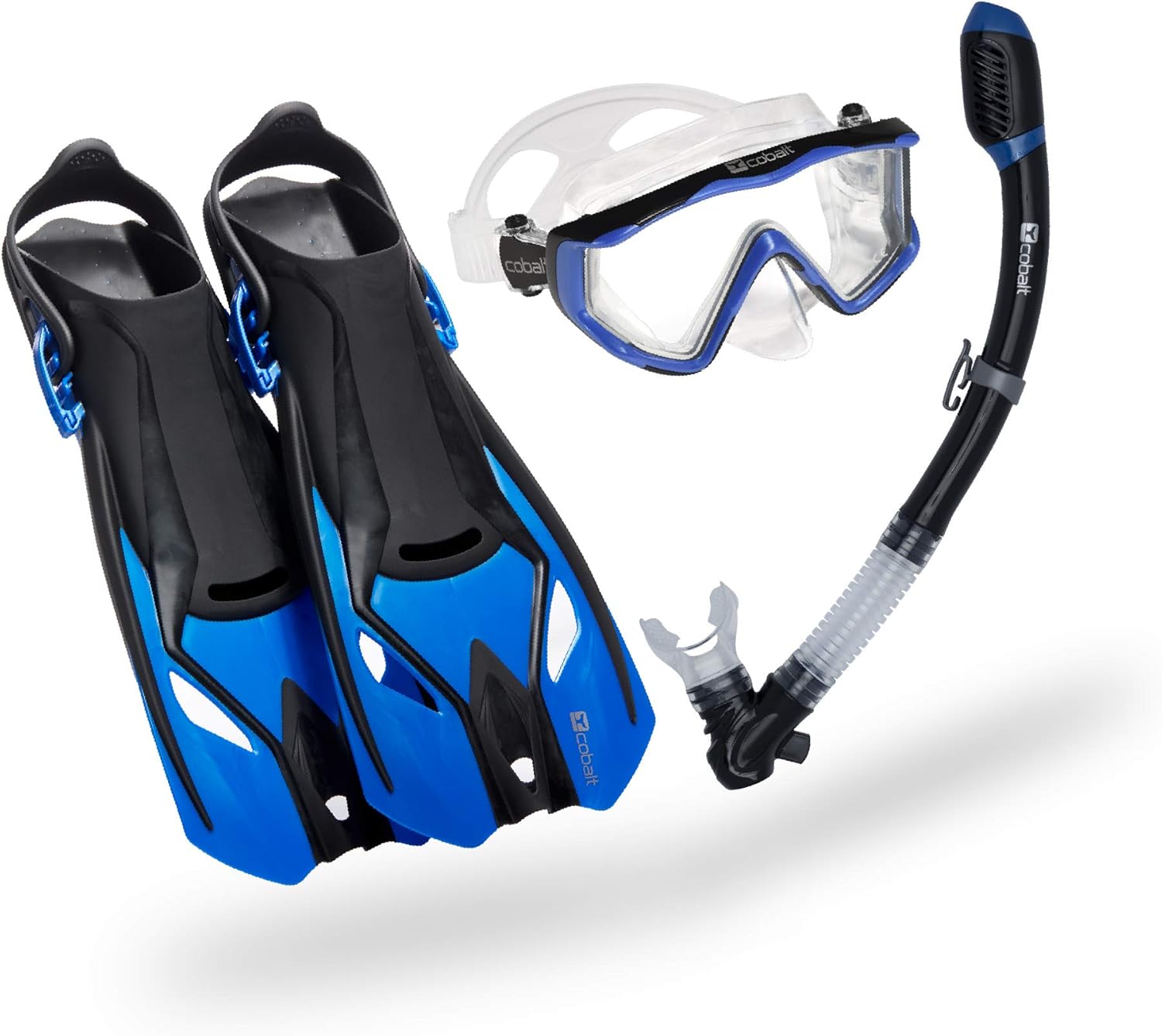 Cobalt Rincon Panoramic Snorkel Set - Wide View Mask, Dry Top Snorkel and Adjustable Fins for Snorkeling, Scuba Diving Pack of 2