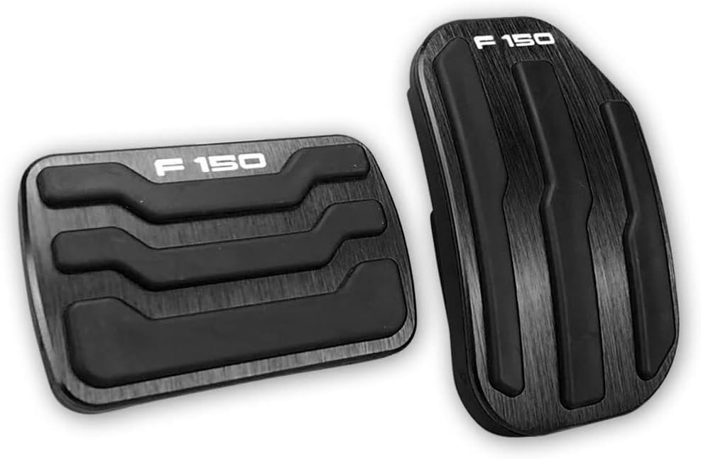 LEXLEY 2PCS Anti-Slip Aluminum Brake Gas Pedal Pads,Auto No Drilling Accelerator Pedal Covers For Ford F-150 2015 2016 2017 2018 2019 2020，Not Fit 2021 F150，Not Fit 2009-2014 F150 -BLACK