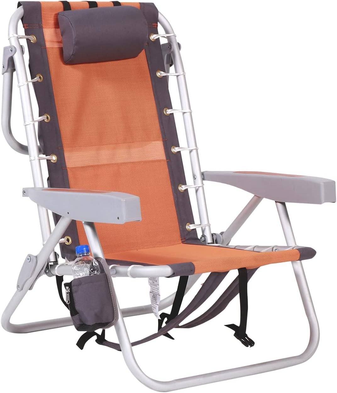 Lay Flat Ultimate 5 Position Aluminum Backpack Beach Chair with Integrated Cooler Pouch