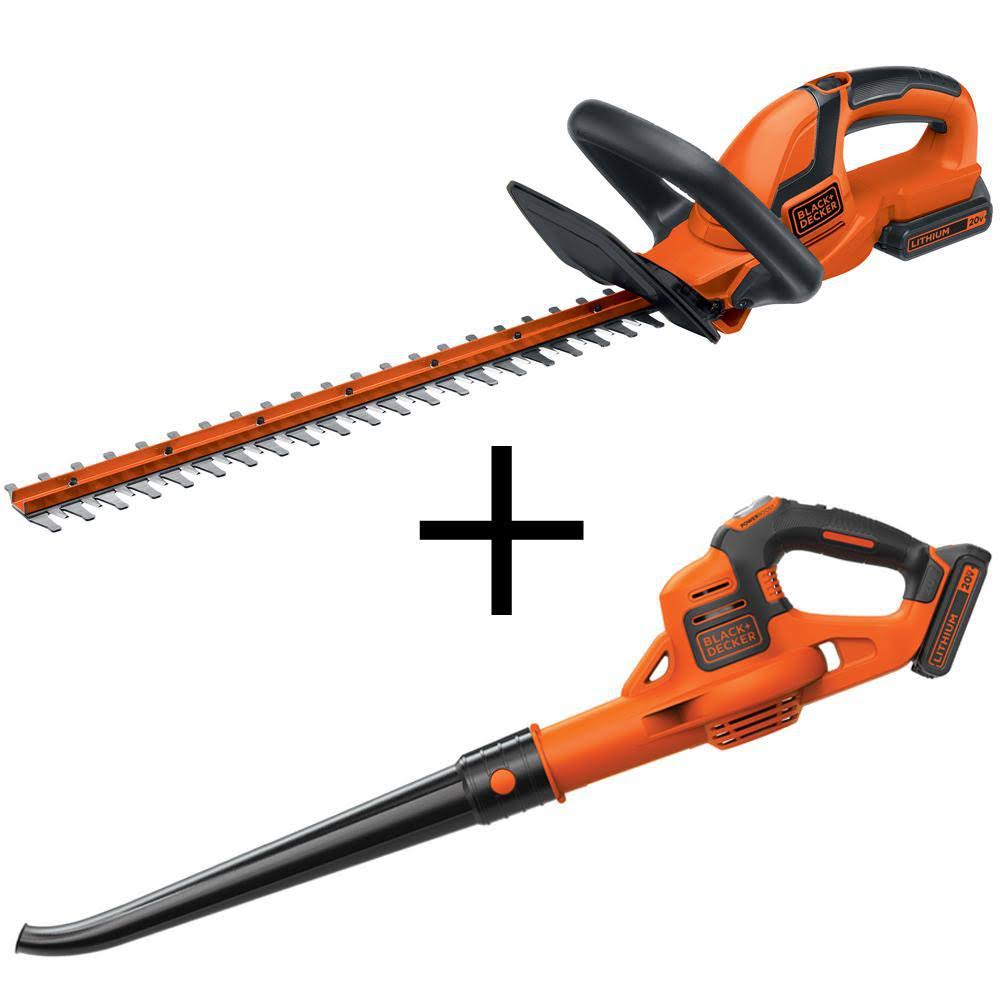 Black+decker 22 in. 20-Volt Max Lithium-Ion Cordless Hedge Trimmer with Bonus Blower Kitg