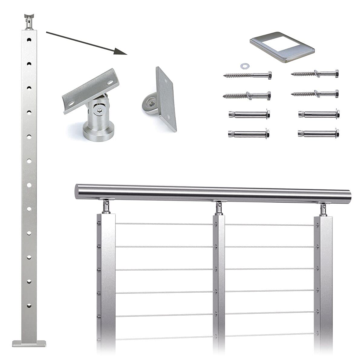 Muzata Cable Railing Post Square 42