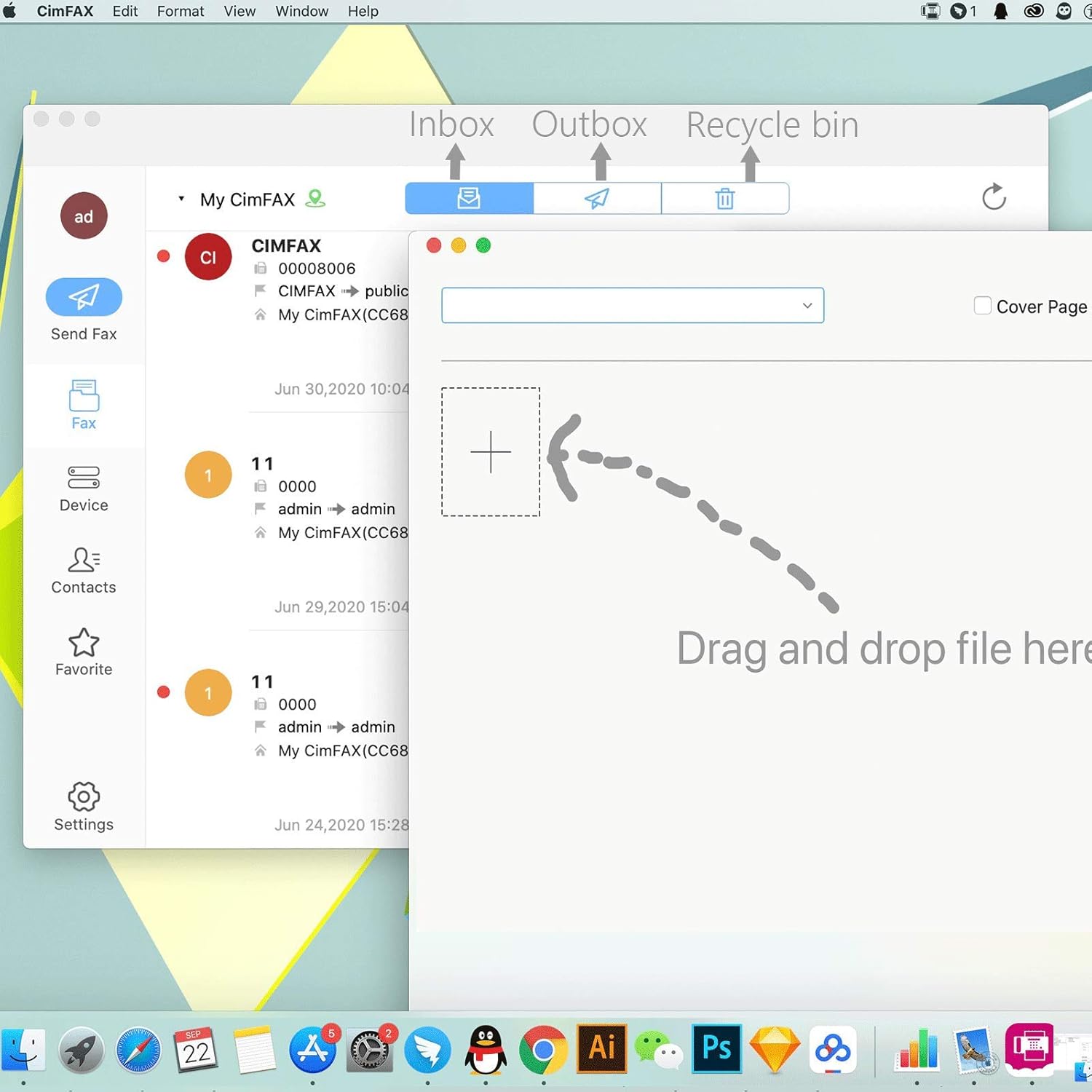 CimFAX A5 Paperless Fax Machine Send Fax from PC/Mobile Phone via Fax Line 24/7 Anytime Anywhere Fax Remotely Fax Server 5 Users Fax2email