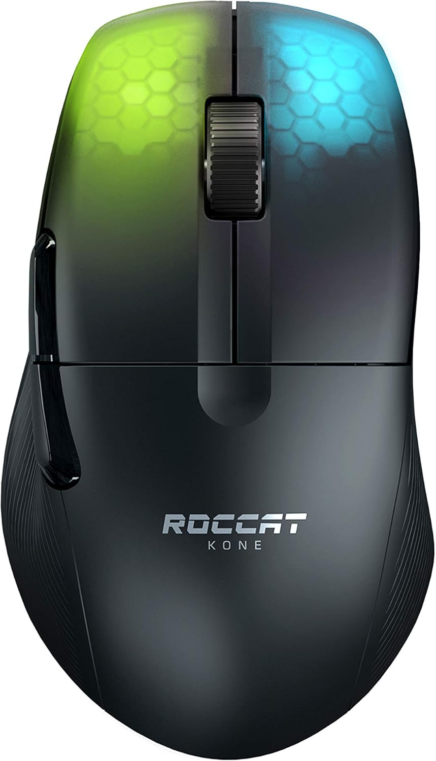 ROCCAT Kone Pro PC Gaming Mouse, Lightweight Ergonomic Design, Titan Switch Optical, AIMO RGB Lighting, Superlight Wired Computer Mouse, Titan Scroll Wheel, Bionic Shell, 19K DPI, White Pack of 2