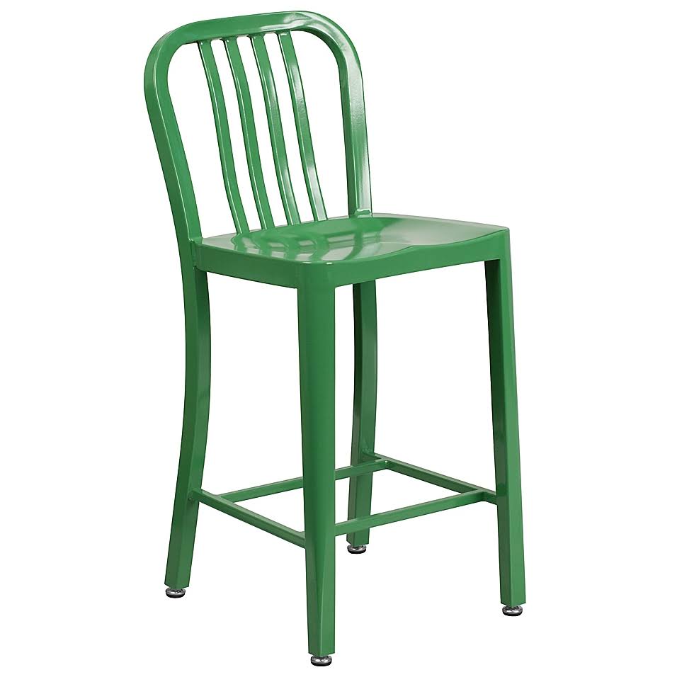 Flash Furniture 24x22 Metal Stool with Back in Green