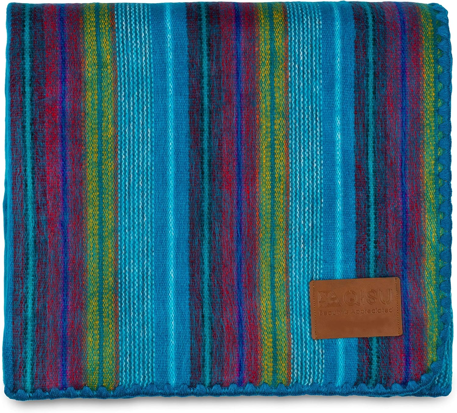 Qisu Alpaca Wool Blanket Throw | Large, Beautiful, Warm, Variegated | 85 x 65 inches | Ultra-Soft, Hypoallergenic and Breathable | Non-Itchy or Scratchy Fabric (Yellow Variegated)