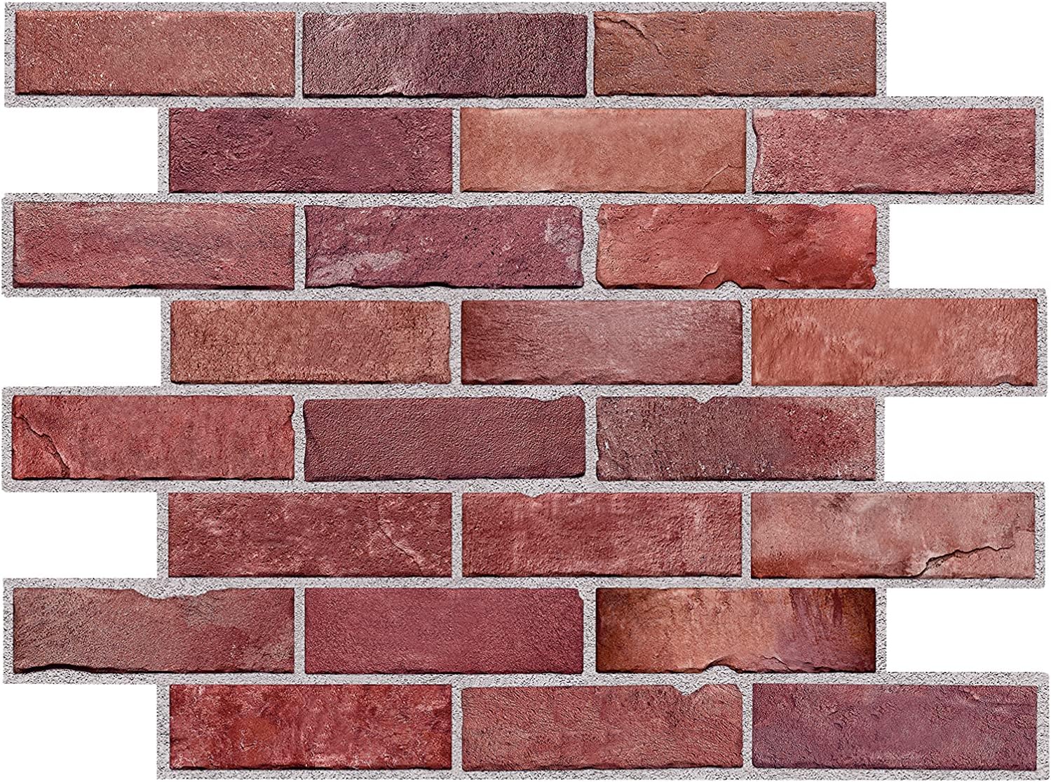 Retro-Art 3D Wall Panels, Pack of 10, Faux Brick in Red, PVC, 17.5
