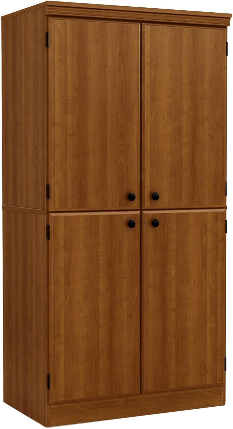 South Shore Tall 4-Door Storage Cabinet with Adjustable Shelves, Pure Black