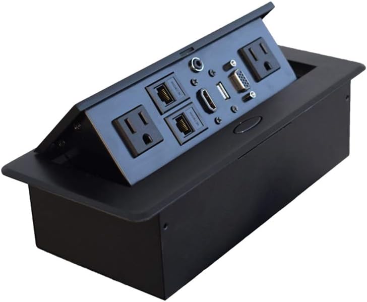 Table Pop up Power Date Center Connection Box with Outlet Network HDMI for Conference desk Pack of 2