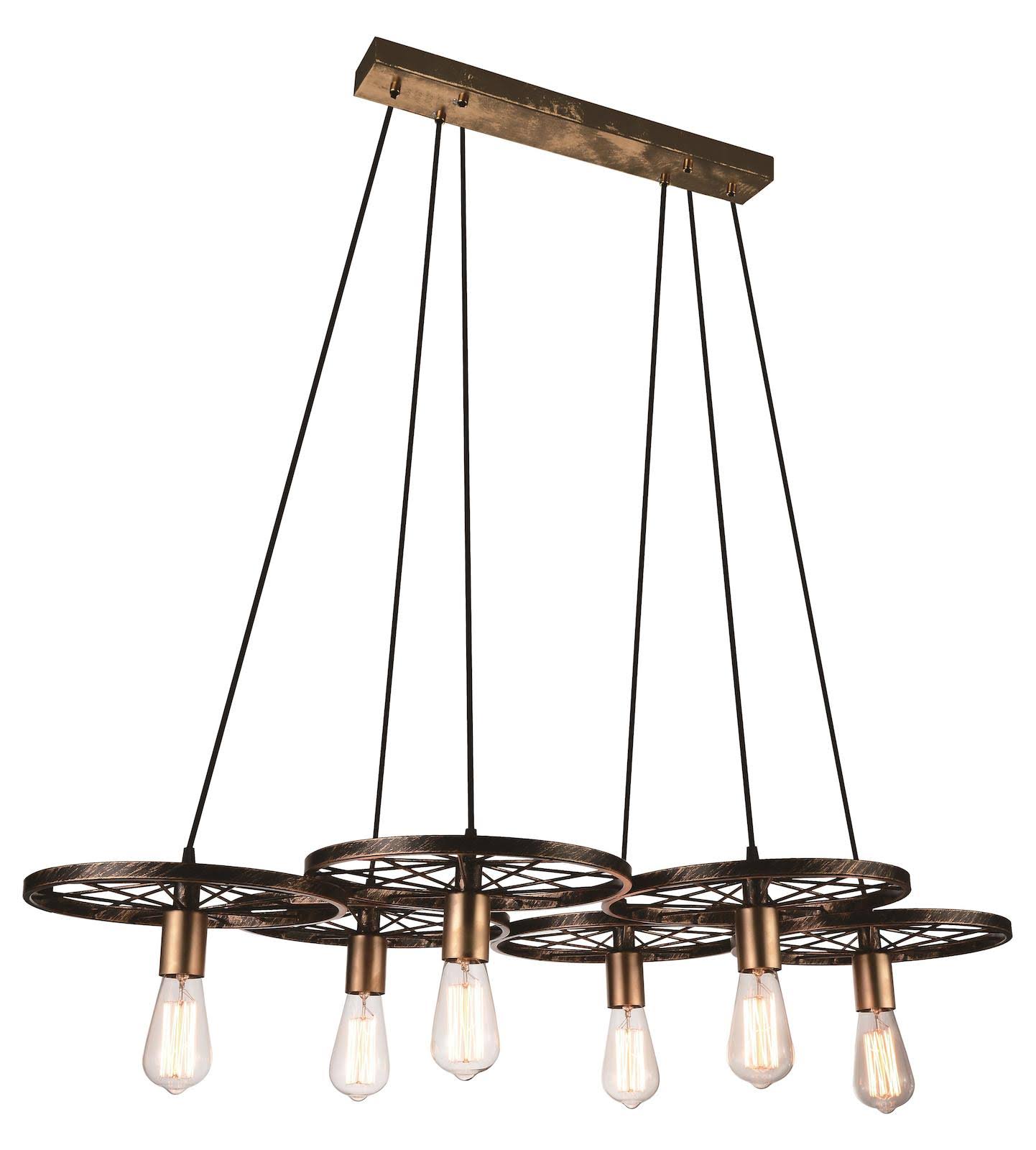 CWI Lighting Ravi 6-Light Black Plus Gold Chandelier