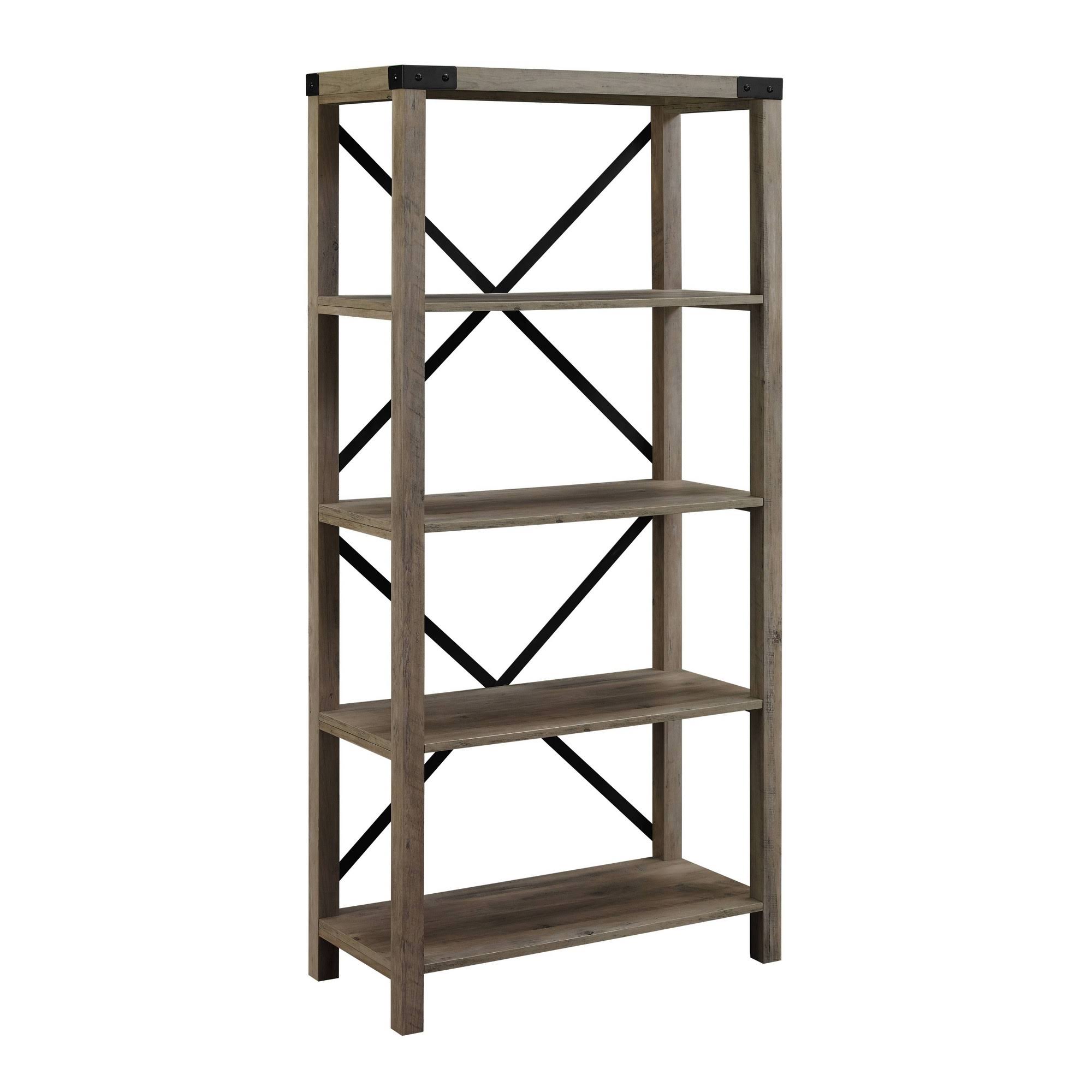 Sophie Rustic Farmhouse x Frame Bookshelf Sable Gray Wash - Saracina Home
