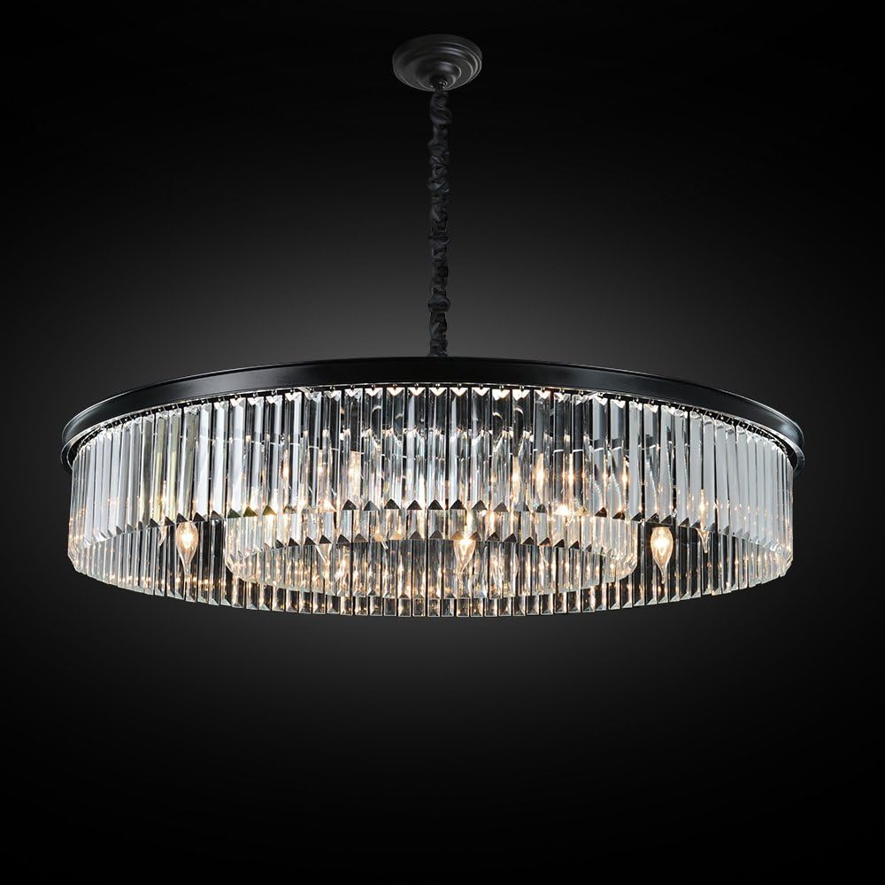 MEEROSEE Crystal Chandeliers Modern Chandelier Island Lighting 12 Lights Raindrop Pendant Ceiling Light Fixture for Dining Room Living Room Kitchen Bedroom W43.31