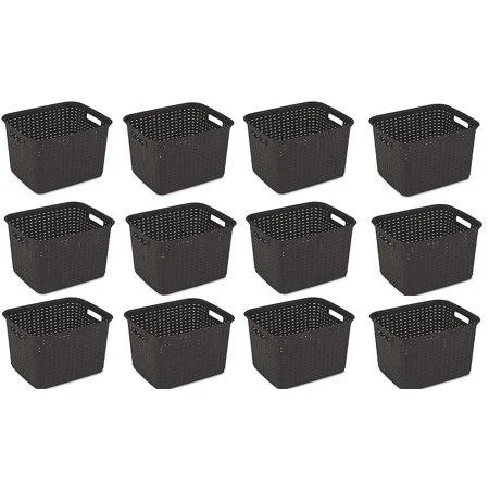 Sterilite 12736p06 Tall Weave Basket, Espresso, 6-Pack (Basket 12-Pack)