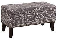 Linon Stephanie Script Linen Ottoman, 32